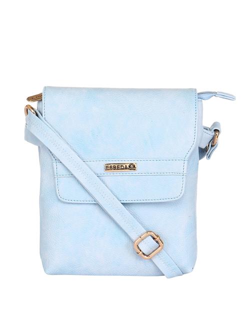 solid light blue faux leather sling bag - 11438403 - Standard Image - 1