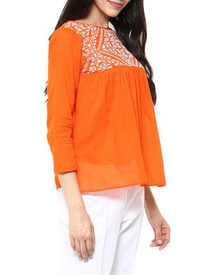 embroidered detail gathered top - 11439999 - Standard Image - 2