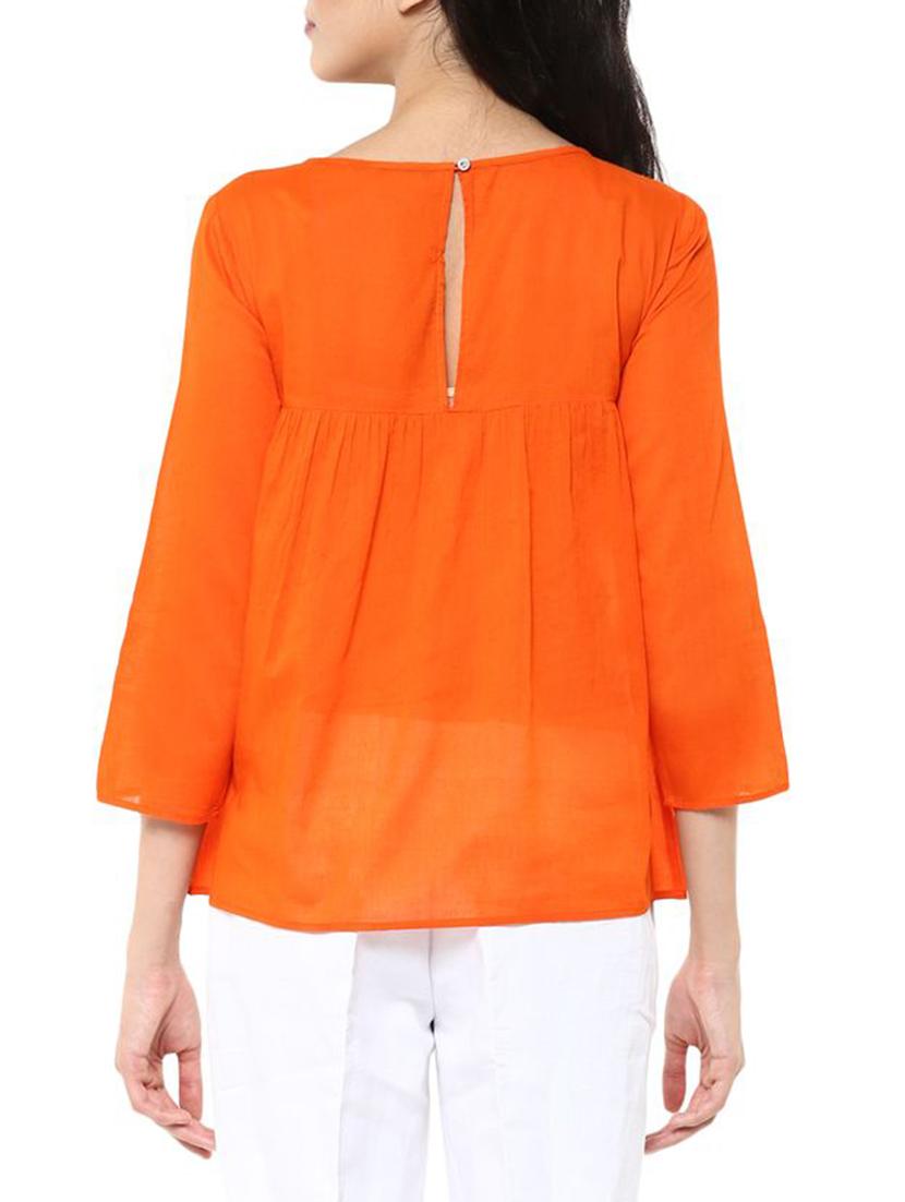 embroidered detail gathered top - 11439999 - Zoom Image - 3