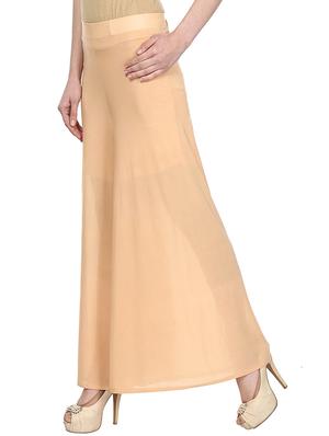 solid beige satin palazzo - 11441821 - Standard Image - 2