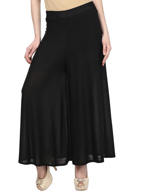 solid black satin palazzo - 11441825 - Standard Image - 1