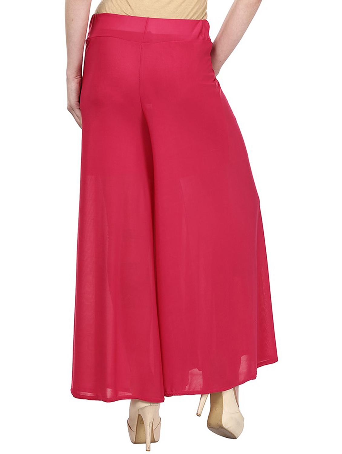 solid red satin palazzo - 11441826 - Zoom Image - 3