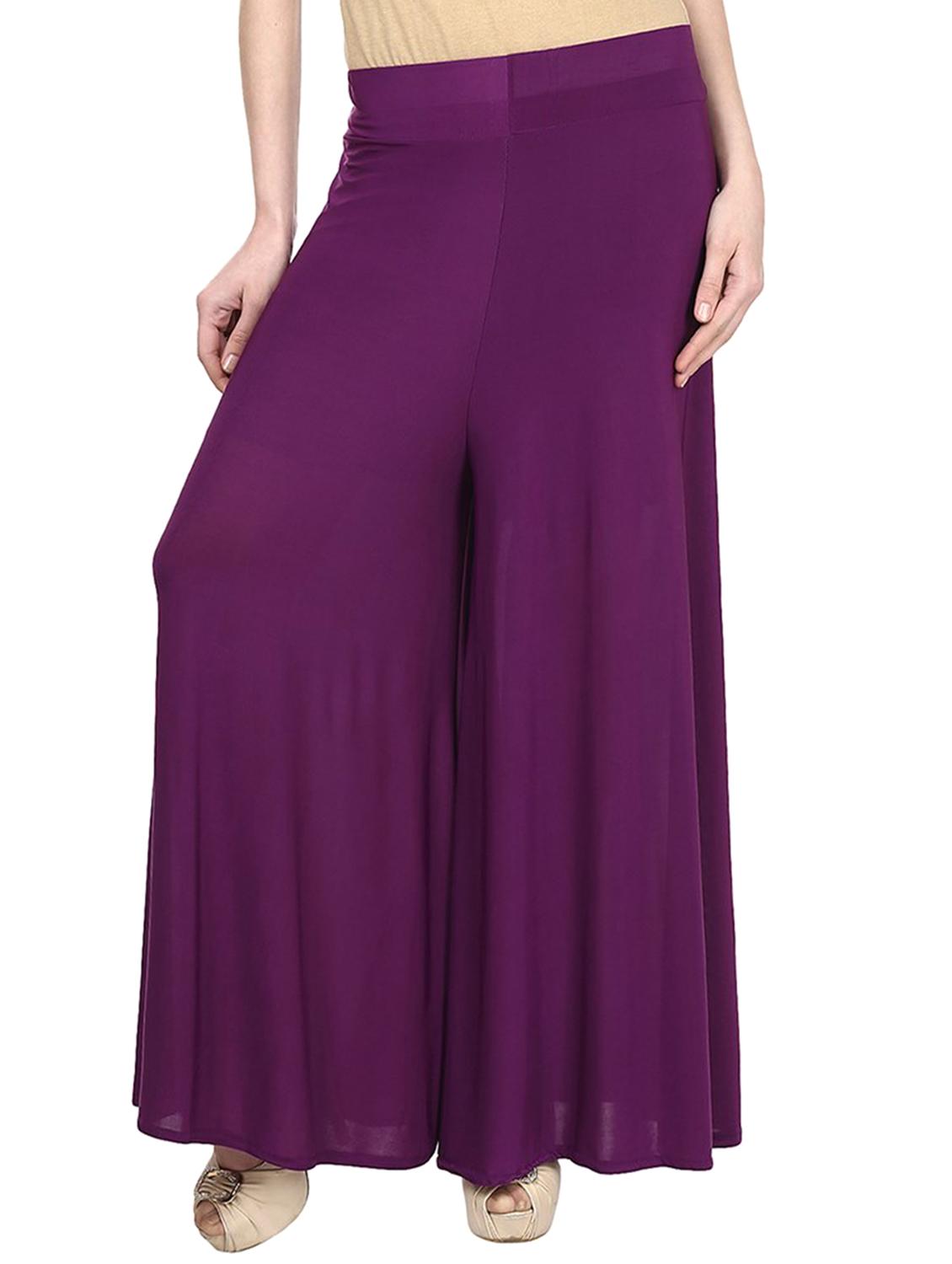 solid purple satin palazzo - 11441829 - Zoom Image - 1