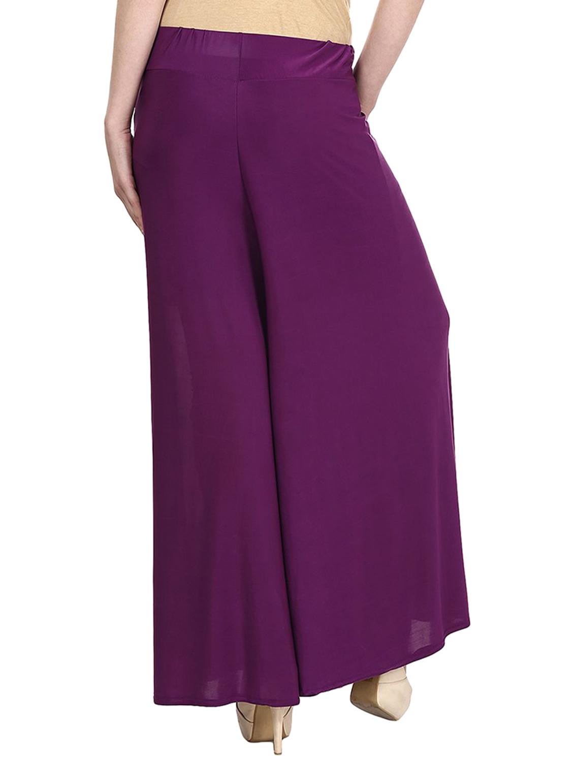 solid purple satin palazzo - 11441829 - Zoom Image - 3