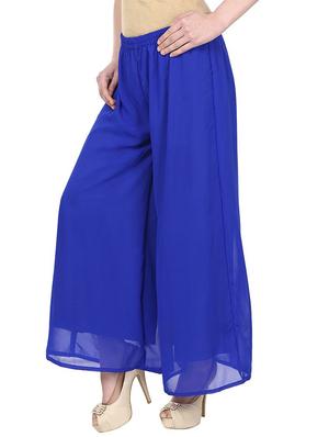 solid dark blue georgette palazzo - 11441842 - Standard Image - 2