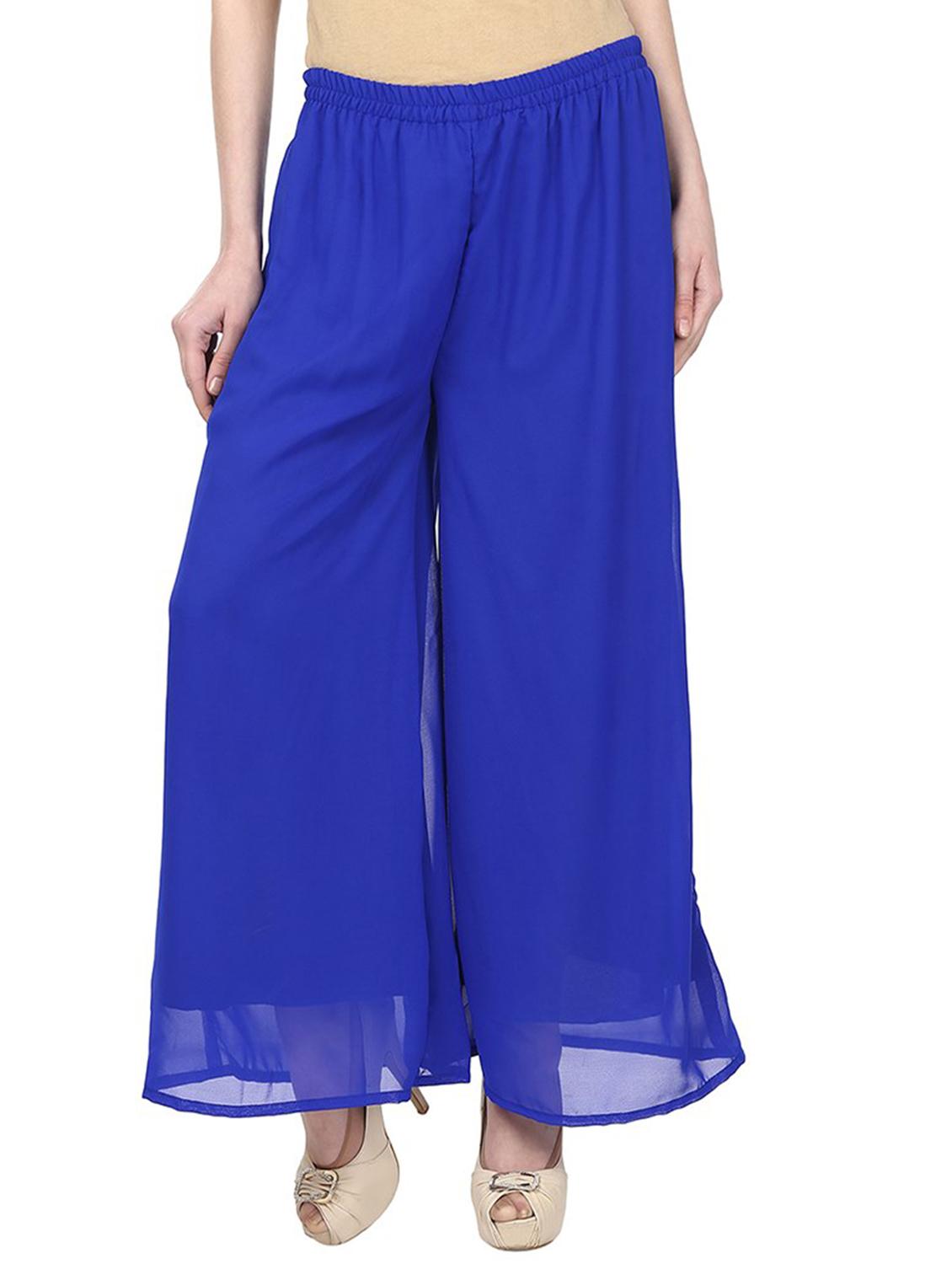 solid dark blue georgette palazzo - 11441842 - Zoom Image - 1