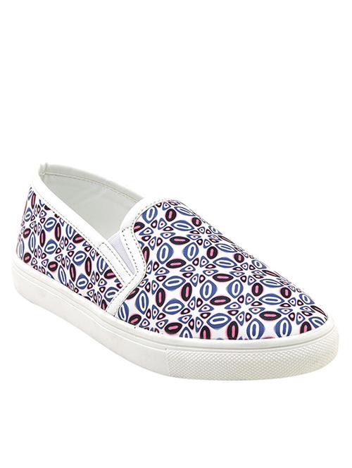 white printed plimsolls - 11442339 - Standard Image - 1
