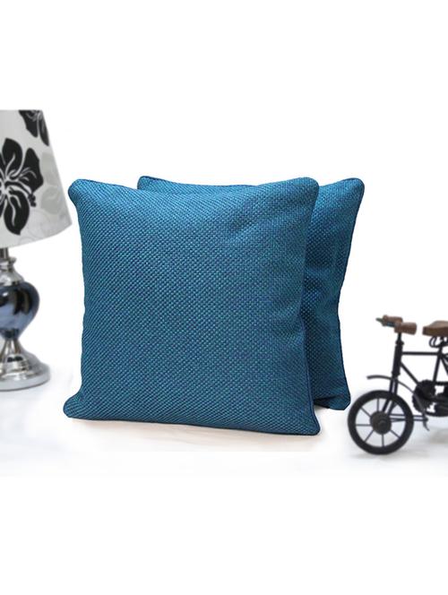 solid teal blue dupion cushion cover (set of 5) - 11447665 - Very Small Image - 1