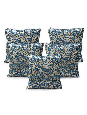 teal blue printed dupion cushion cover (set of 5) - 11447669 - Standard Image - 2