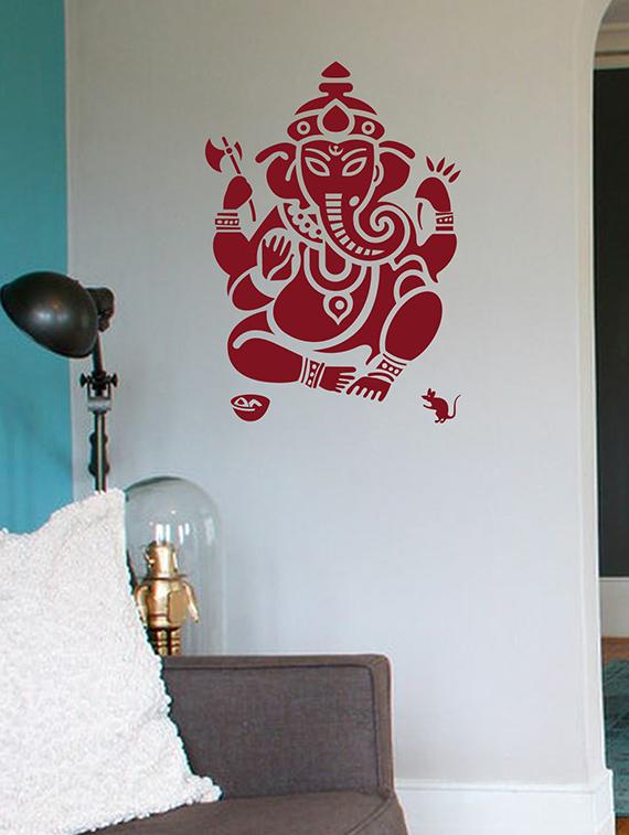 red lord ganesha vinyl wall sticker