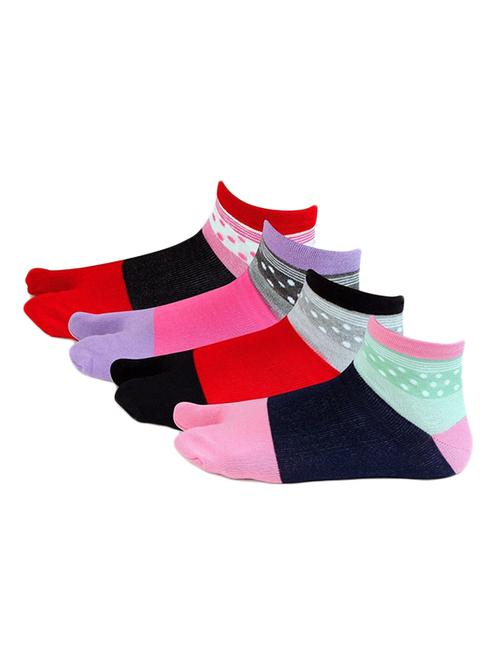 multi colored cotton ankle length socks set of 4 - 11449798 - Standard Image - 1