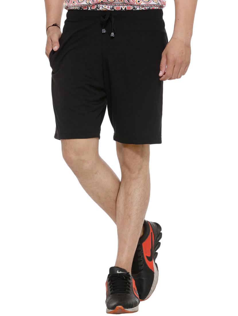 solid black cotton shorts