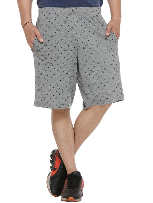 grey printed cotton shorts - 11449982 - Standard Image - 1