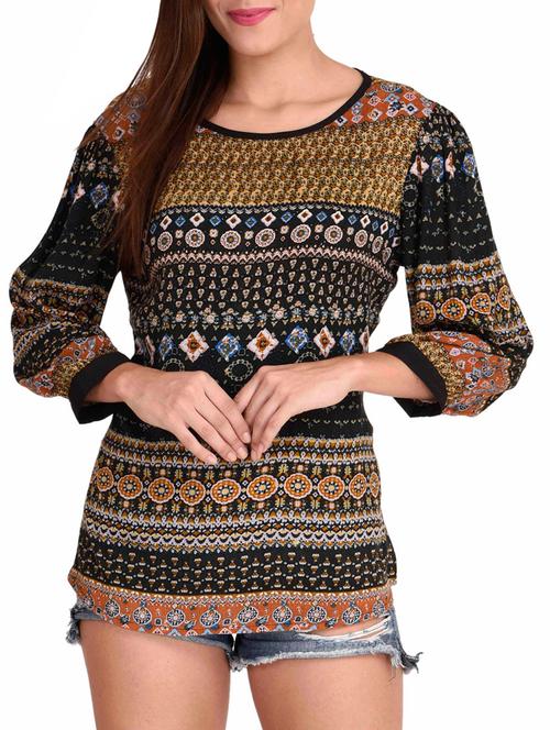 brown printed casual top - 11455819 - Standard Image - 1