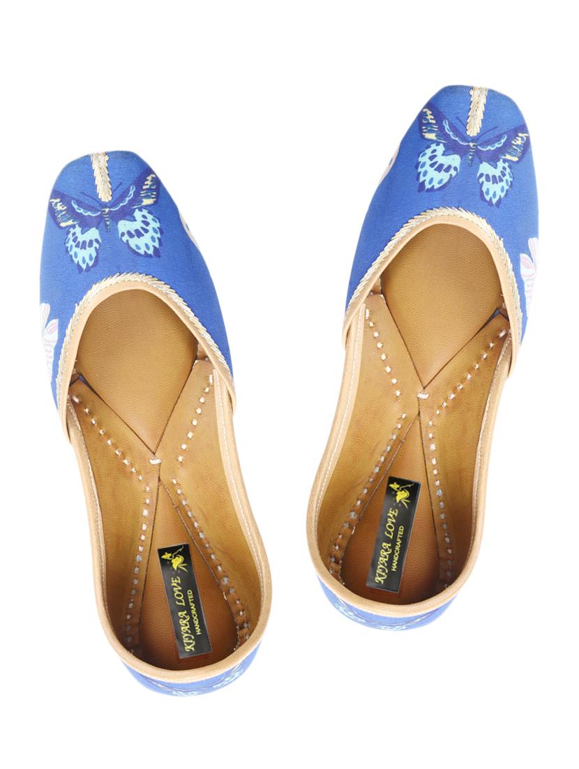 cobalt blue butterfly print leather mojris - 11456435 - Zoom Image - 1