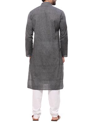 grey cotton kurta pyjama set - 11458822 - Standard Image - 3