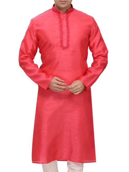 solid pink cotton kurta - 11461482 -  Standard Image - 0