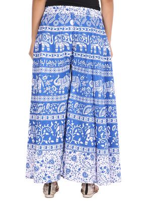 blue printed cotton palazzo - 11463861 - Standard Image - 3