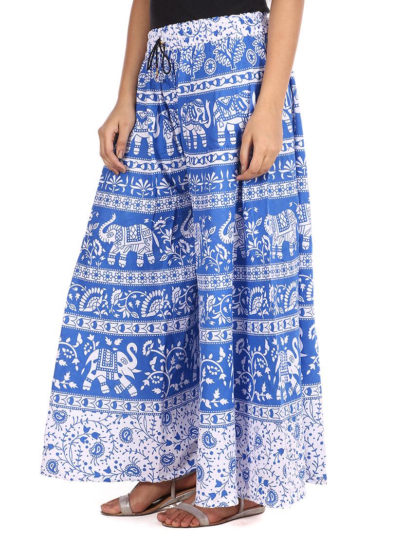 blue printed cotton palazzo - 11463861 - Zoom Image - 2
