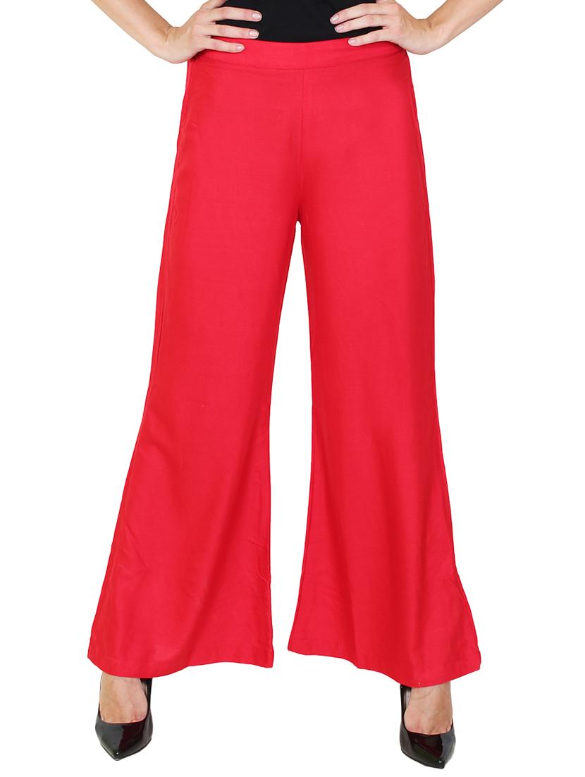solid red rayon palazzo - 11470844 - Zoom Image - 1