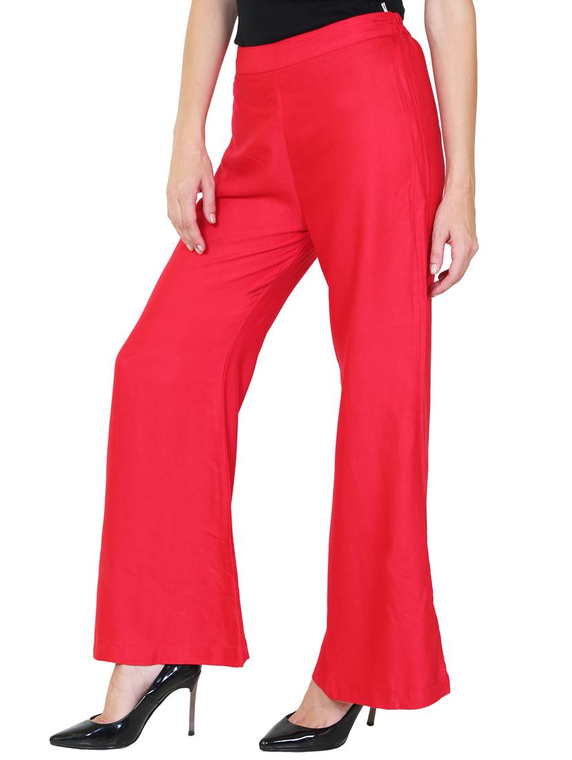 solid red rayon palazzo - 11470844 - Zoom Image - 2