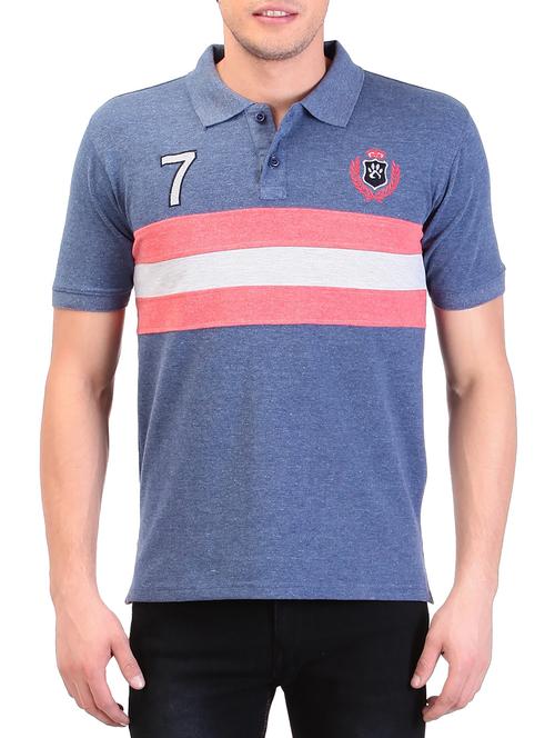 blue color, cotton polo t-shirt - 11477145 - Standard Image - 1