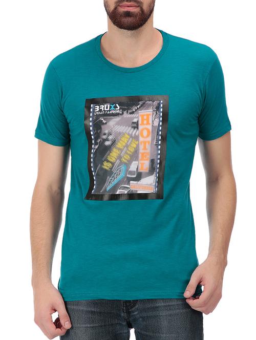 teal green chest print t-shirt - 11477166 - Standard Image - 1