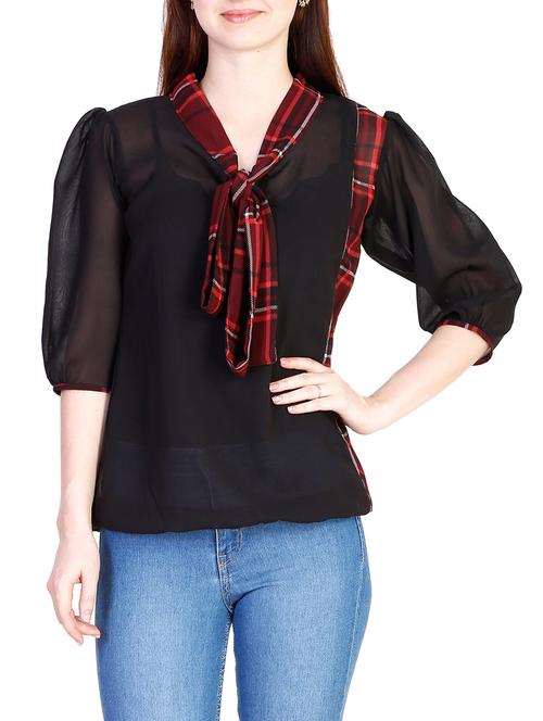 black georgette top - 11477623 - Standard Image - 1
