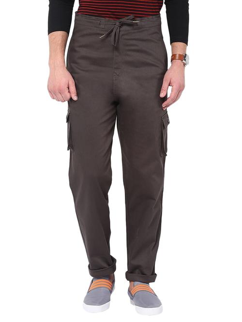 grey cotton cargos casual trousers - 11478583 - Standard Image - 1