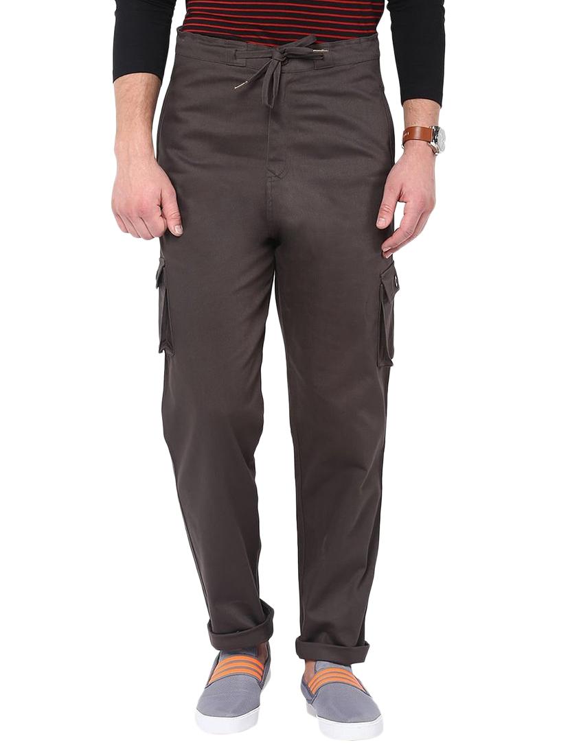 grey cotton cargos casual trousers - 11478583 - Zoom Image - 1