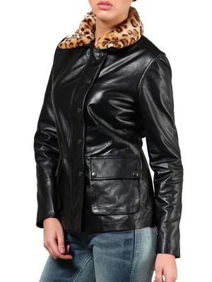 black full-sleeved leather jacket - 11478801 - Standard Image - 2