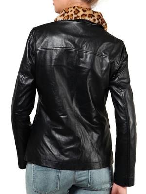 black full-sleeved leather jacket - 11478801 - Standard Image - 3