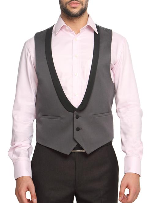 grey printed viscose waist coat - 11483901 - Standard Image - 1