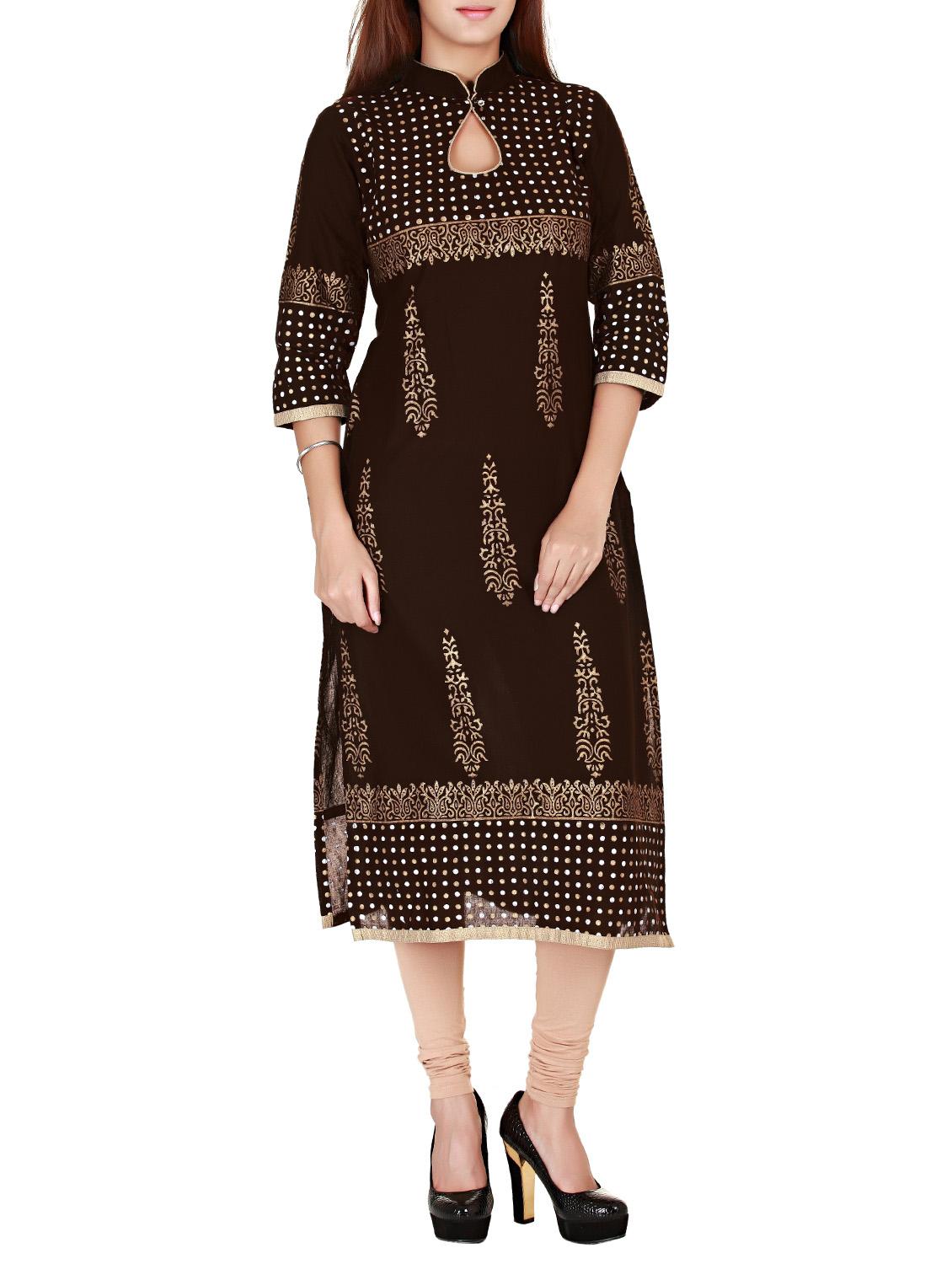 gold printed kurta - 11487188 - Zoom Image - 1