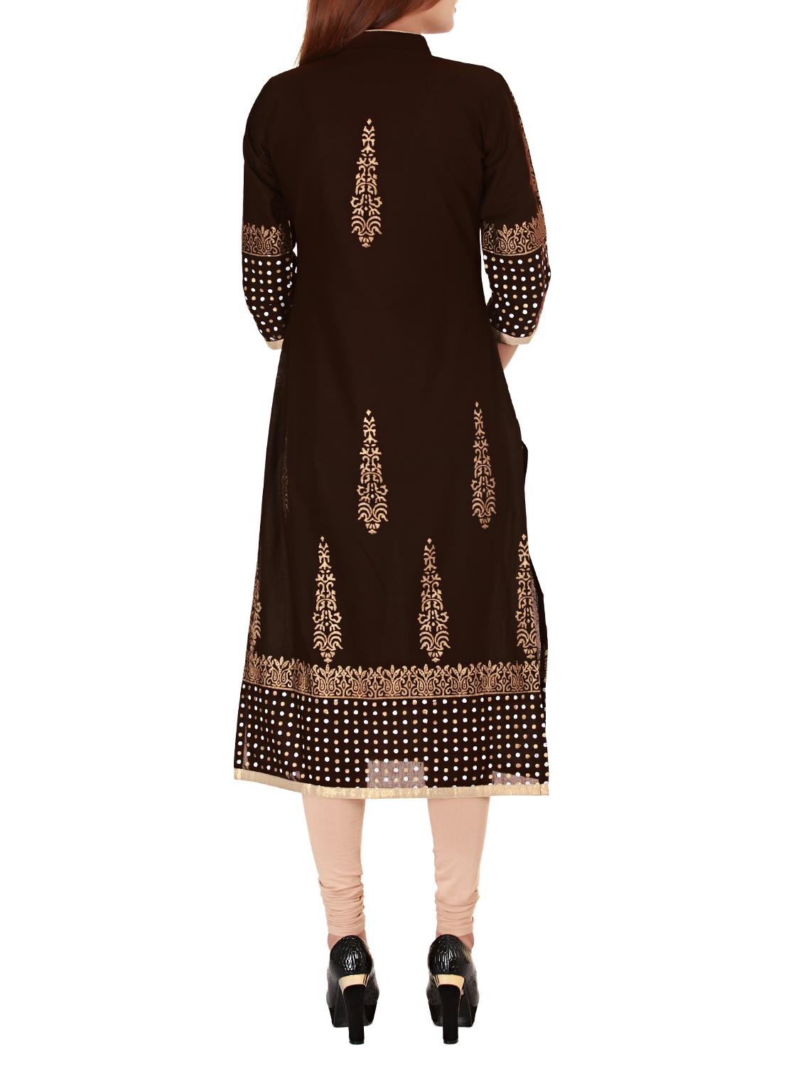 gold printed kurta - 11487188 - Zoom Image - 3