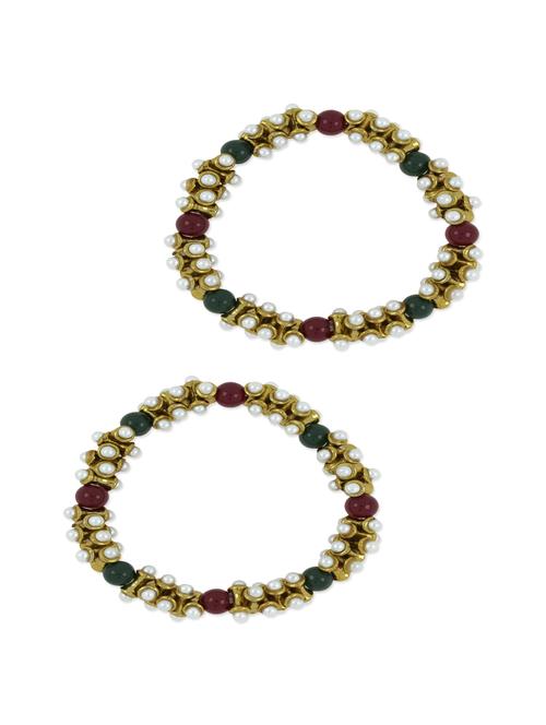 multi colored brass anklets and payal - 11495450 - Standard Image - 1