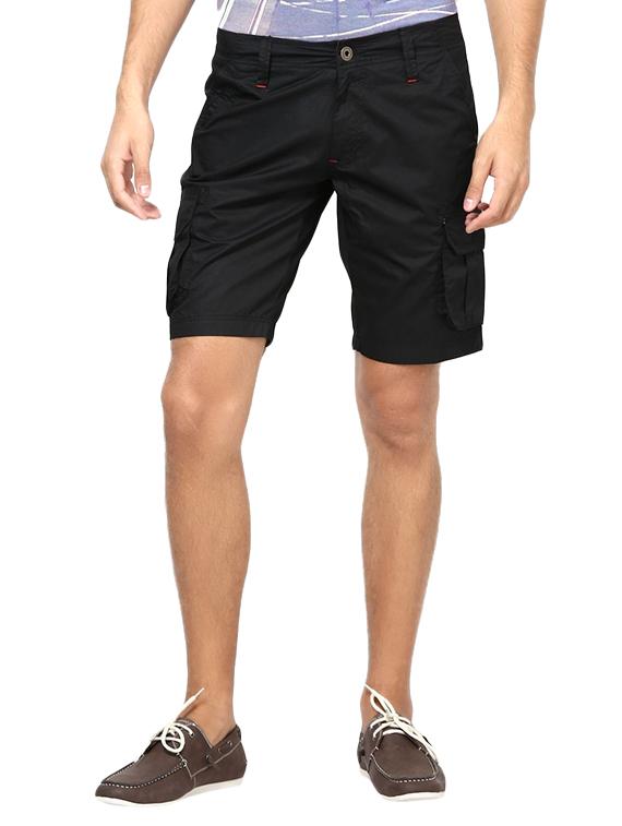 solid black cotton shorts - 11496075 - Zoom Image - 1