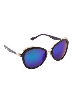 blue uv protected sunglasses with black frame - 11498715 - Standard Image - 2
