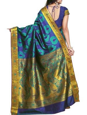 green art silk saree with blouse - 11500120 - Standard Image - 2