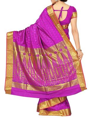 purple art silk saree with blouse - 11500126 - Standard Image - 2