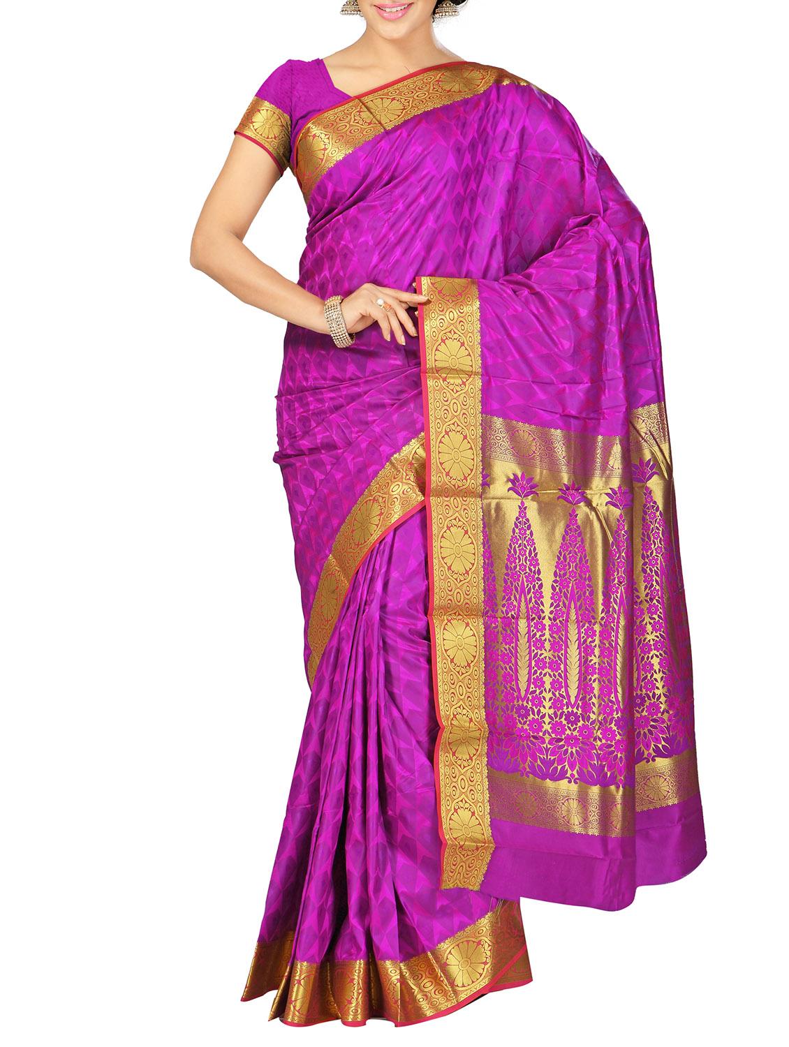 purple art silk saree with blouse - 11500126 - Zoom Image - 1