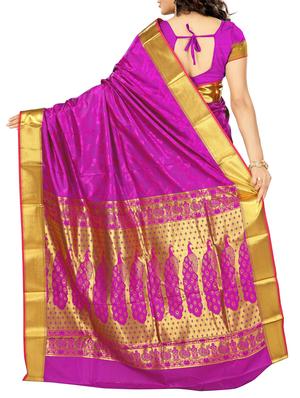 purple art silk saree with blouse - 11500138 - Standard Image - 2