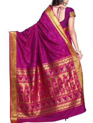 pink art silk saree with blouse - 11500165 - Standard Image - 2