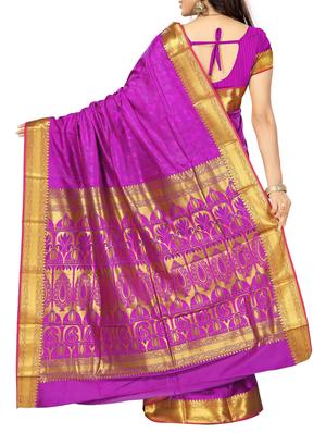 purple art silk saree with blouse - 11500180 - Standard Image - 2
