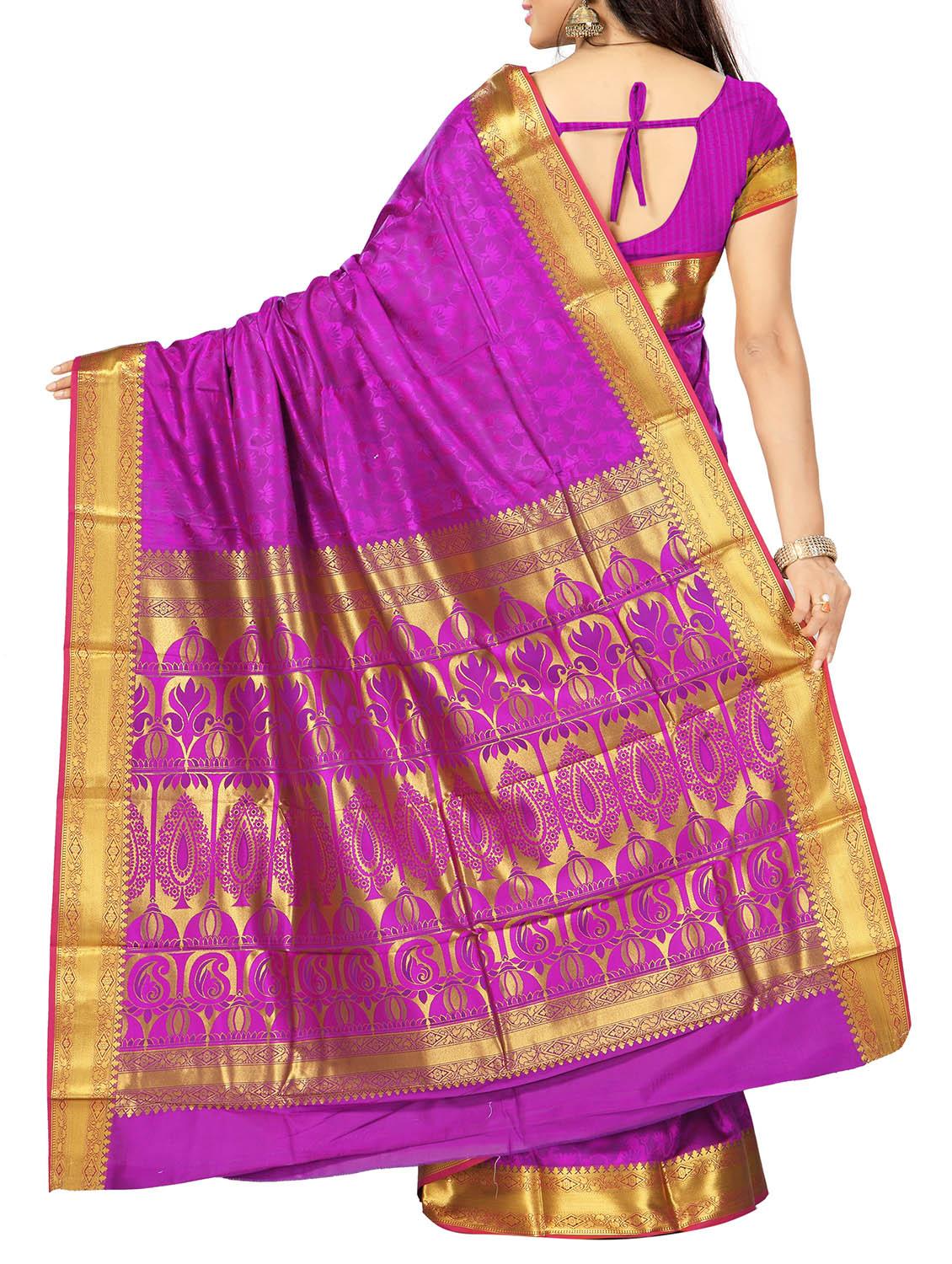 purple art silk saree with blouse - 11500180 - Zoom Image - 2
