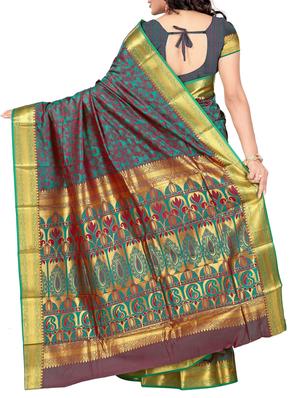 green art silk saree with blouse - 11500184 - Standard Image - 2