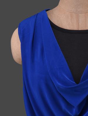 blue cowl neck black pleated dress - 1150056 - Standard Image - 4