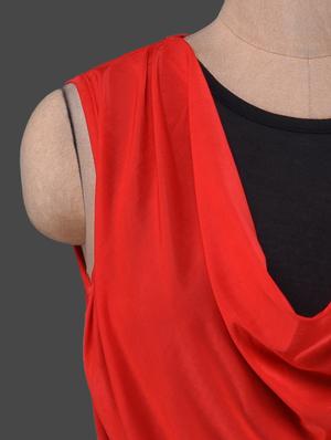 red cowl neck black pleated dress - 1150057 - Standard Image - 4