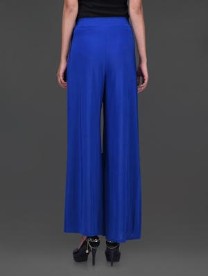 solid blue polyester palazzos - 1150093 - Standard Image - 3