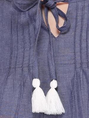 blue solid georgette top - 11501940 - Standard Image - 4